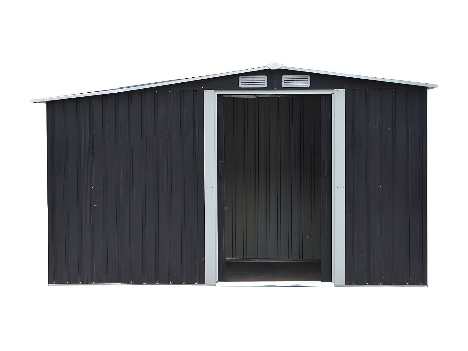 Abri de jardin métal avec abri bûche en acier galvanisé gris 6,7 m² LERY - 3