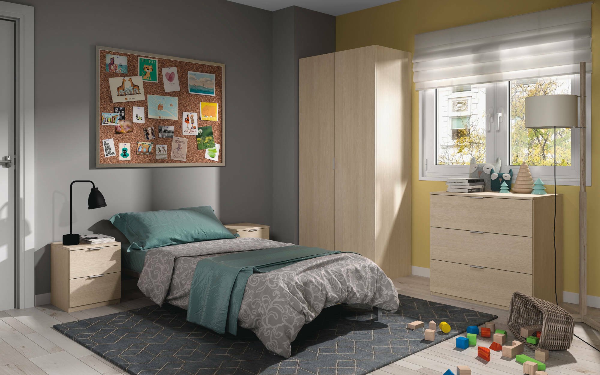 Commode Rea, Commode moderne avec 3 tiroirs, Commode basse pour chambre à coucher, Commode armoire, 77x38h80 cm, Chêne - 2