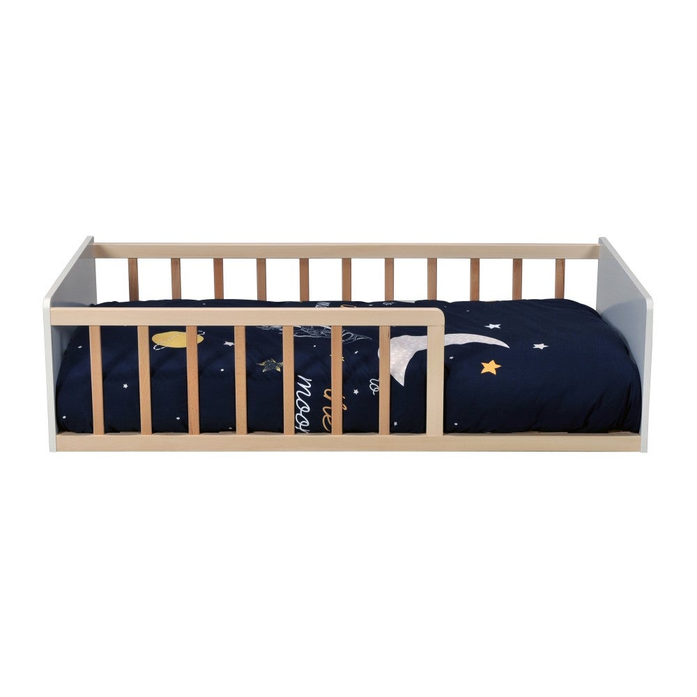 LIT 70x140 PILOU avec sommier / Blanc et Naturel - 5