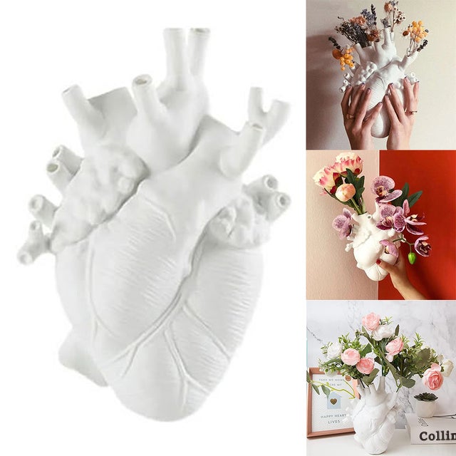 Vaso A Cuore Anatomico Rosso: Originale Decorazione Casa Per Fiori, Regalo Coppia