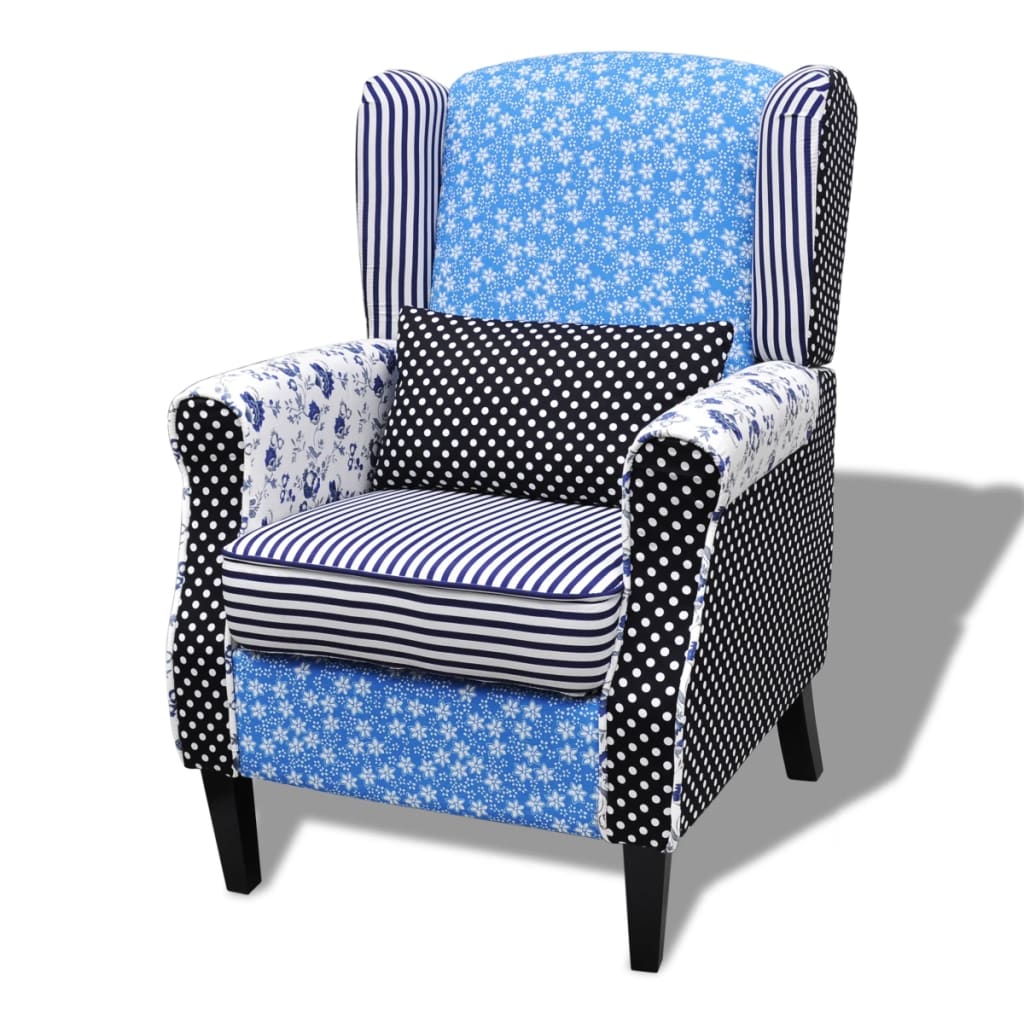 Sillón de salón | silla | sillón con diseño de retales de tela patchwork cfw873441