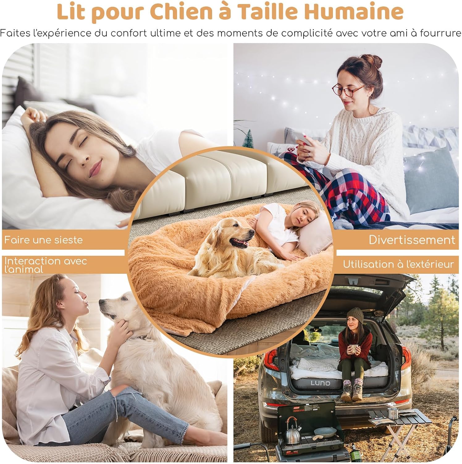 Letto per Cani Umani, Cuccia per Cani di Taglia Umana con Coperta Morbida, Cuscino Morbido, Letto Pelo Finto Gigante e Lavabile per Persone e - 8