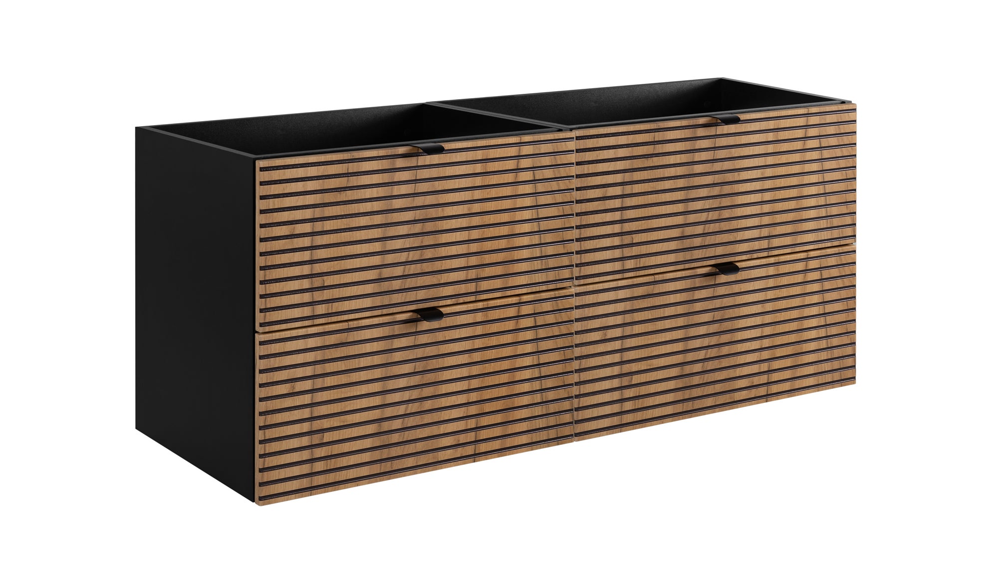 Szafka łazienkowa AURA 120 cm czarna dąb craft złoty frezowane fronty