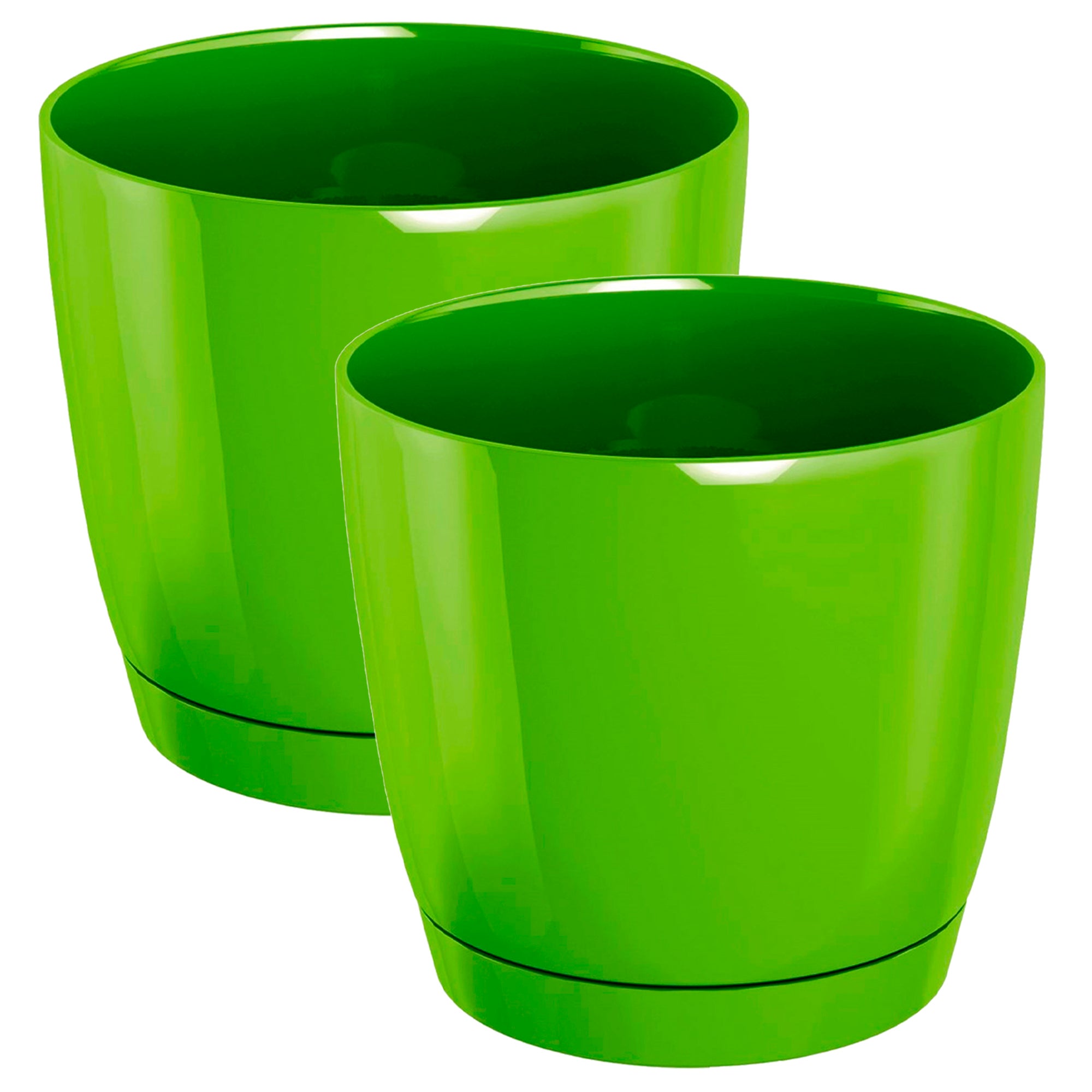 Maceta redonda de plastico Coubi Round P en color cafe con leche 13,5