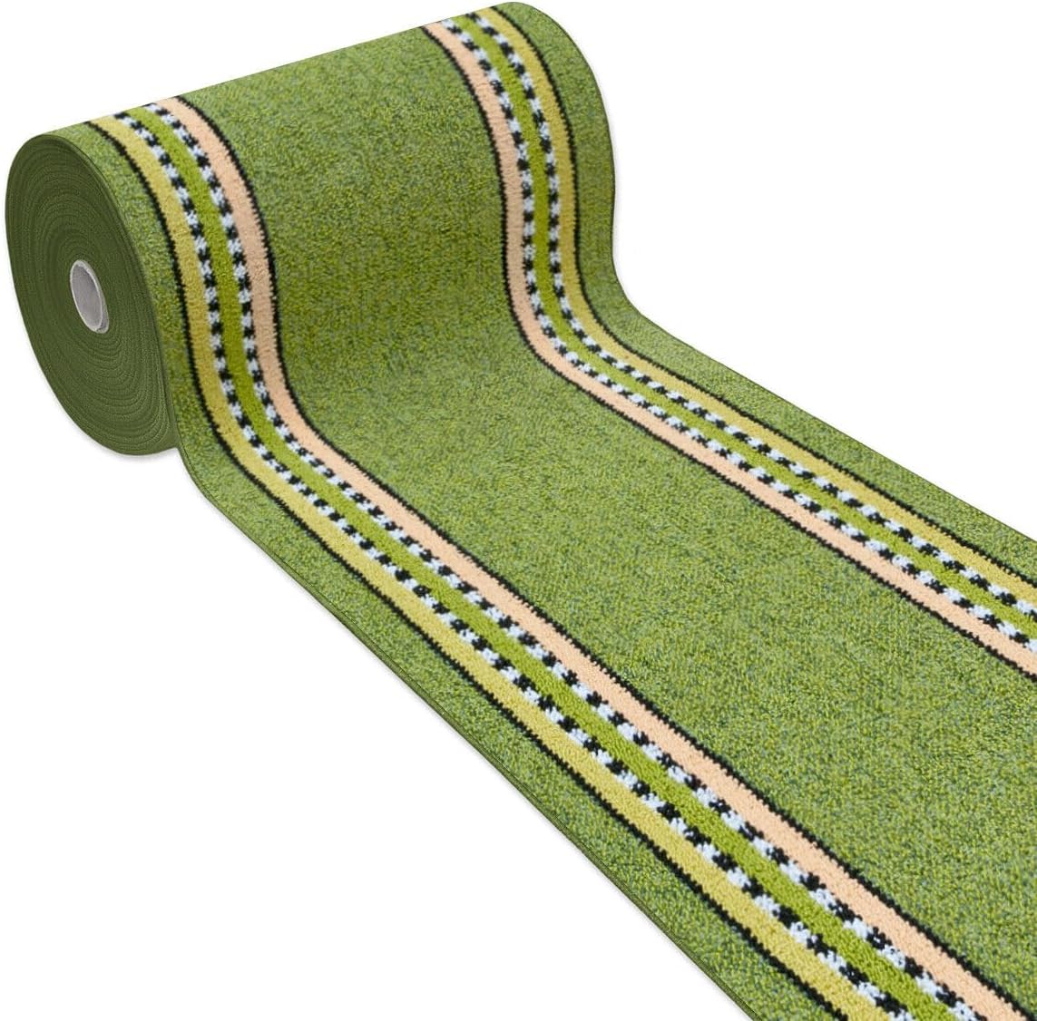 Alfombra de cocina 57x300 cm tejido plano corredor bordado absorbente base antideslizante rayas laterales verde