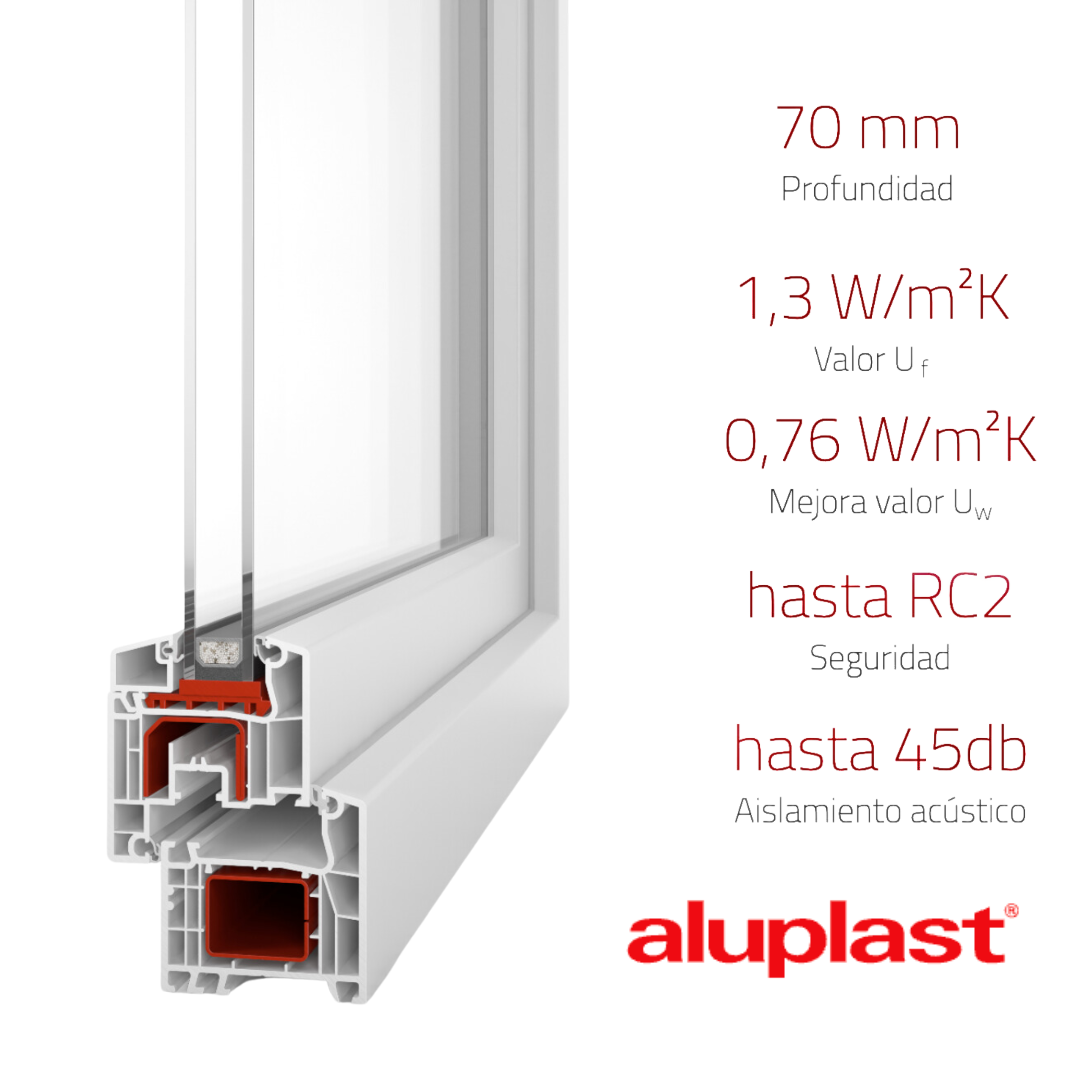 Janela PVC reforçado 50×80 cm branca basculante | Vidro transparente – Perfil Aluplast - 4