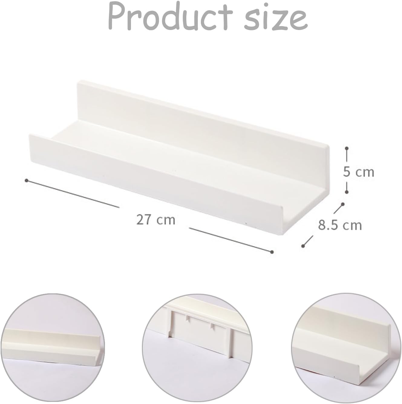 Etagere Murale Blanches, Lot de 2 Étagères Auto-adhésives, Etagere Murale sans Percage,Étagère Murale pour Salle de Bain, Cuisine, Salon, Chambre et - 2