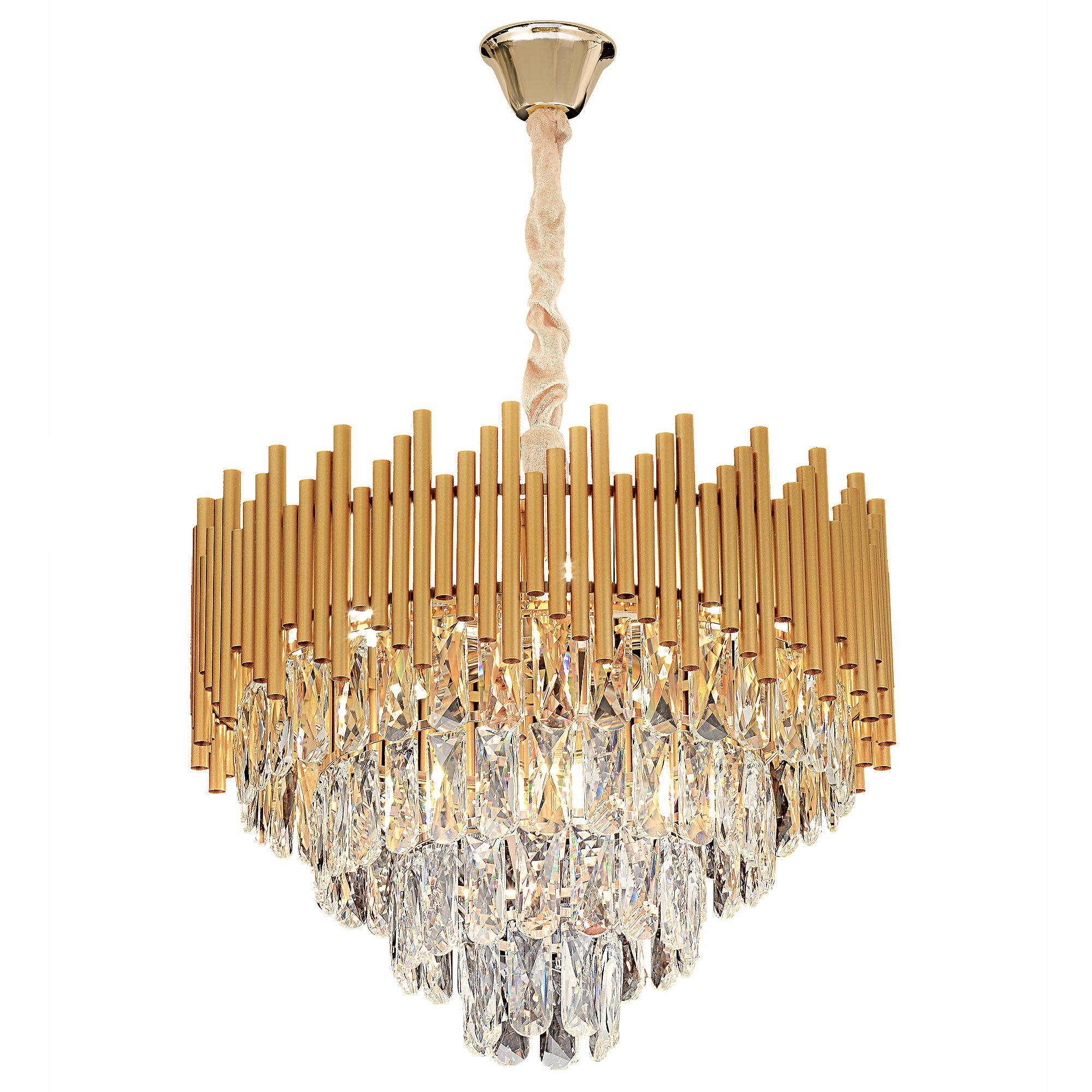 Lampa Sufitowa Wisząca z Kryształami Toolight G062-Cp Złota 50Cm