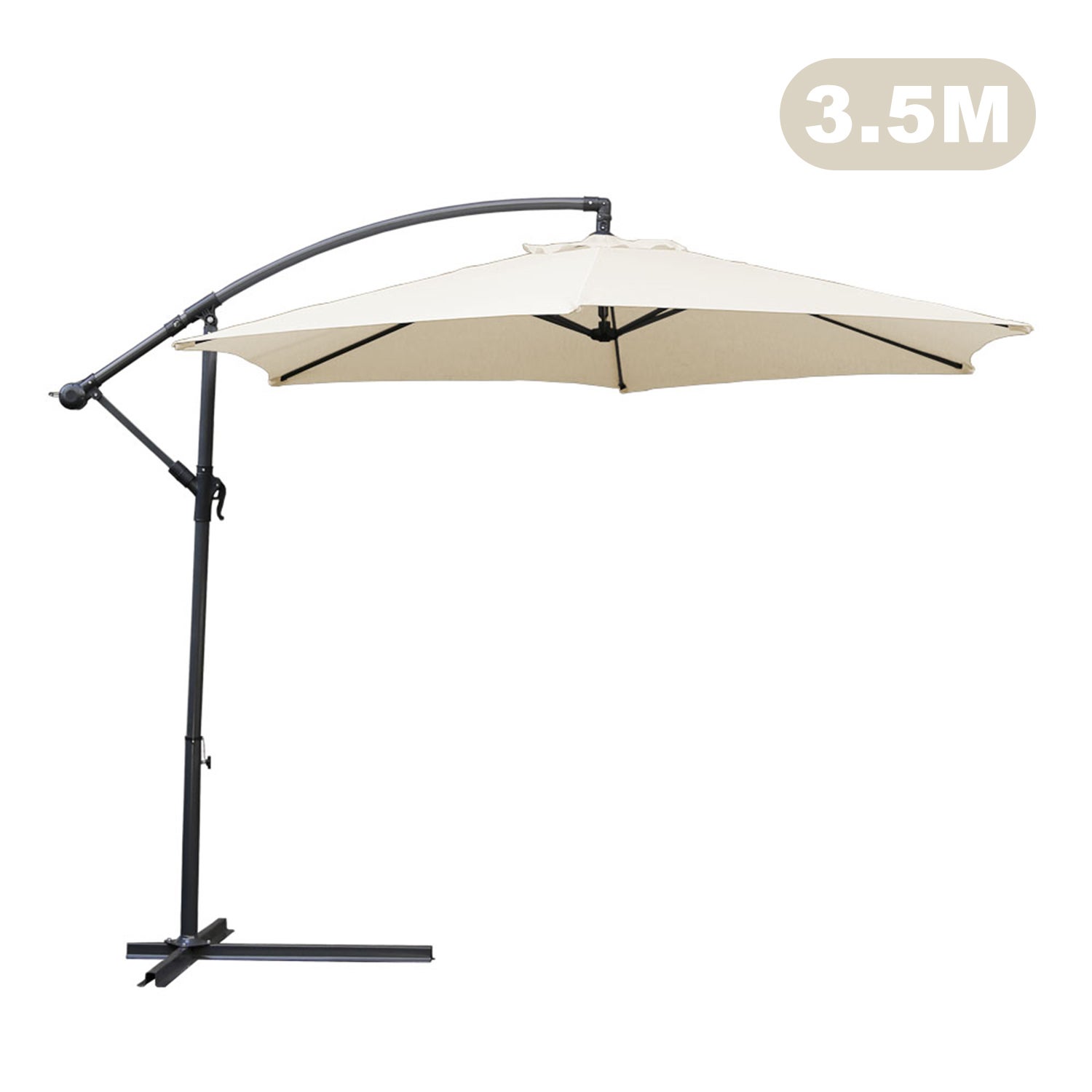 Ombrellone Da Giardino Con Braccio &Oslash;330cm - Protezione UV50+, Manovella, Idrorepellente