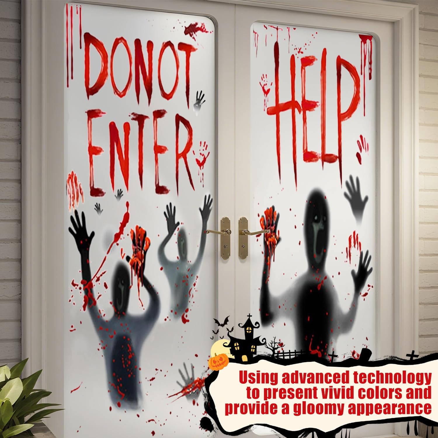 Decorazioni di Halloween, 8 fogli da 67 pezzi, adesivi per finestre con impronte di mani insanguinate, spaventose decalcomanie per finestre di Halloween, decorazioni per interni ed esterni