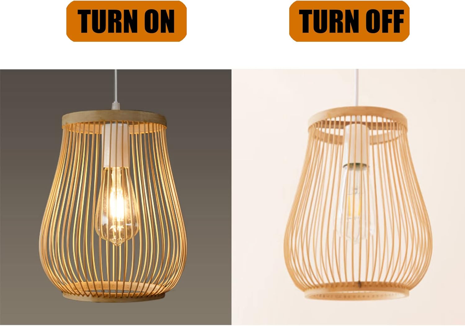 COMELY Suspension en Rotin Bohème E27, Luminaire Suspension Naturelle Hauteur Réglable pour Salon Salle à Manger Chambre Cuisine (Sans Ampoule) - 4