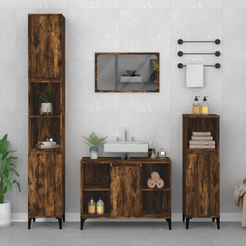 Ensemble de meubles de salle de bain 3 pcs Chêne fumé | Leroy Merlin