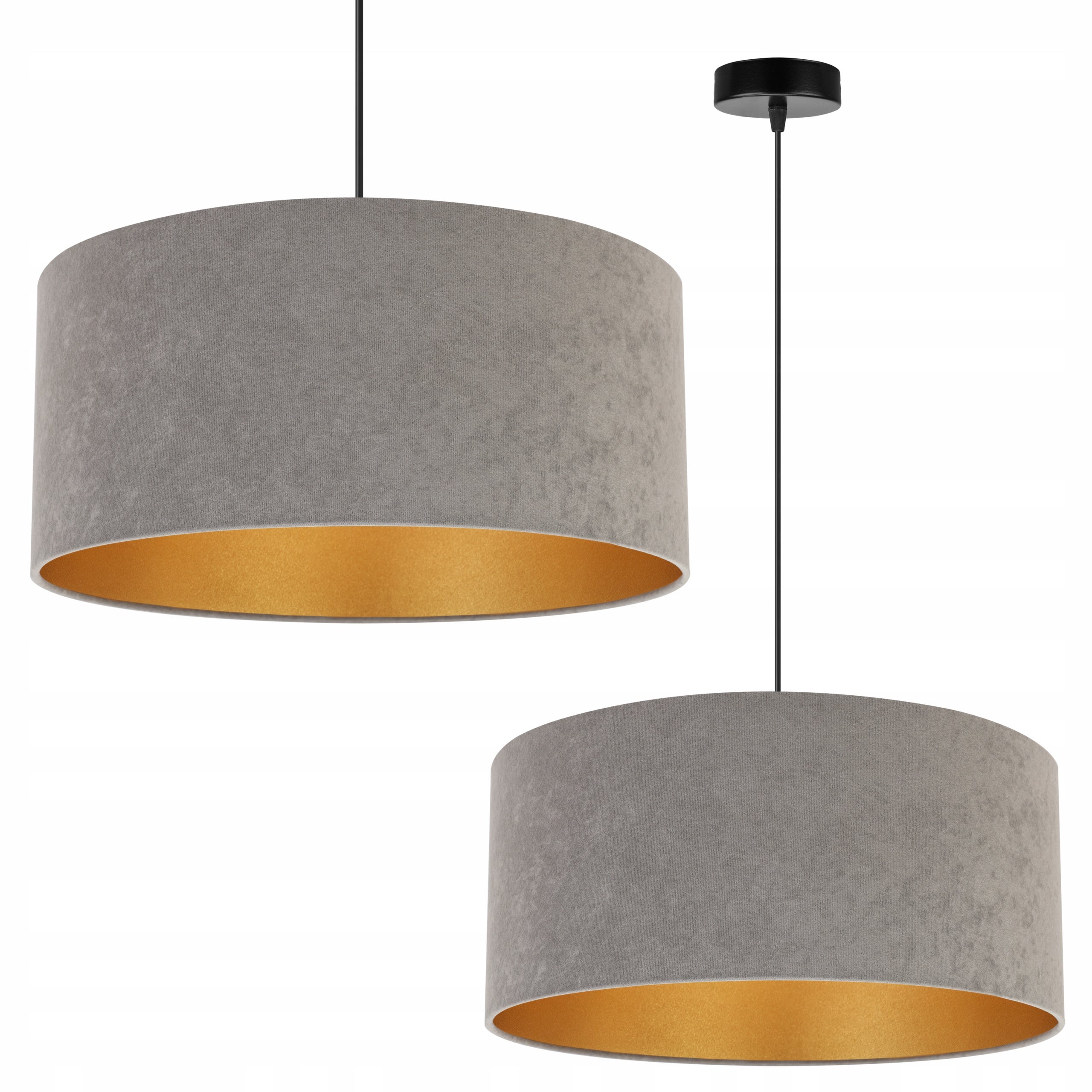 Lampa sufitowa wisząca Mediolan modern 1xE27 abażur walec złoto/szary Light Home LH