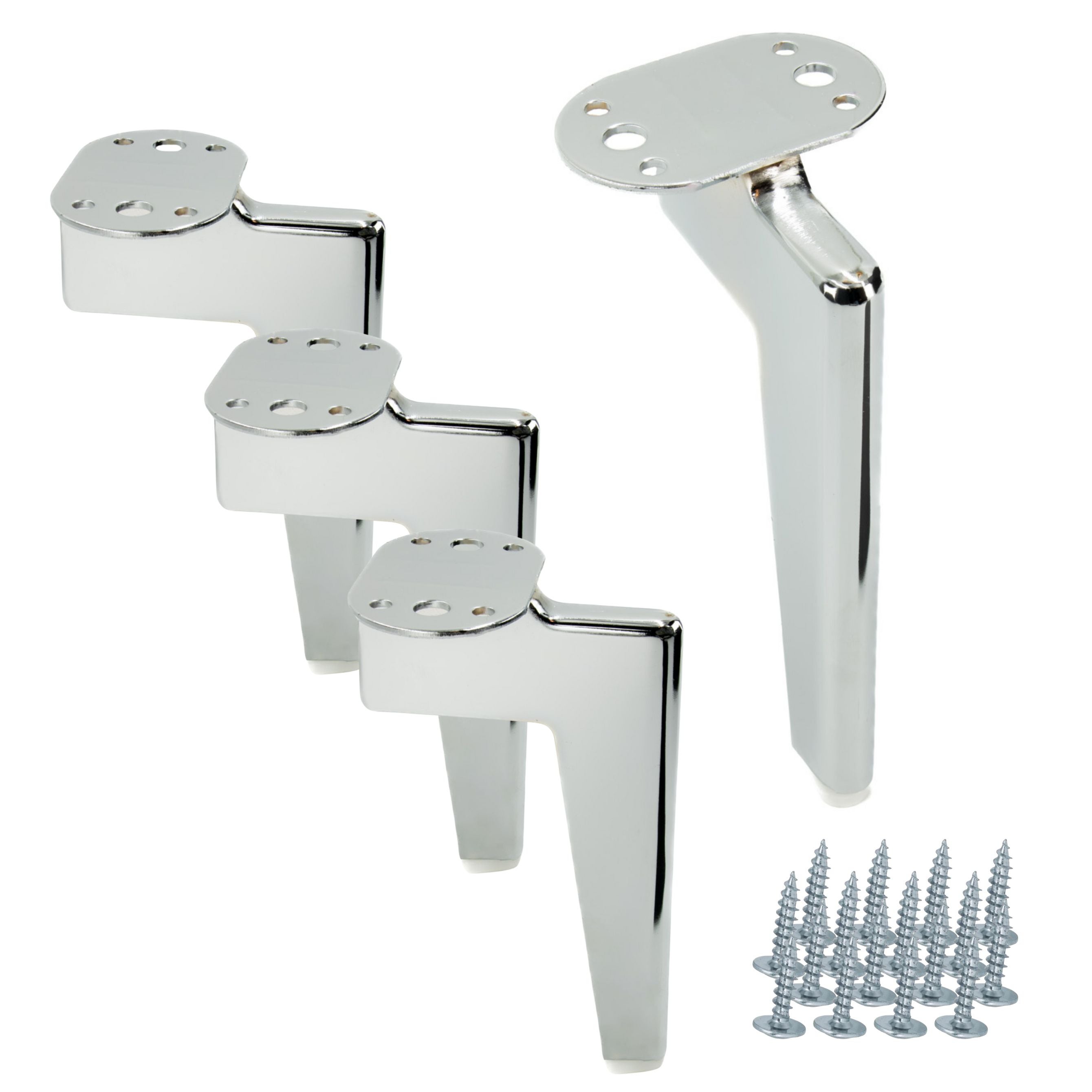 Zestaw 4 sztuk noga meblowa Loft srebrny chrom wysokość 15 cm