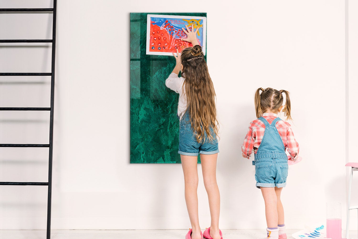 Tableau magnétique mural, Tulup - 60x120 cm - Bloc émeraude, 5 aimants, une éponge, un marqueur blanc - 3