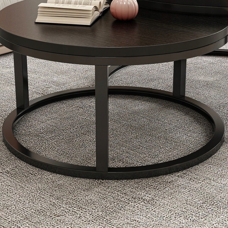 Stolik kawowy okrągły zestaw 2 stolików czarnych nowoczesne - 5