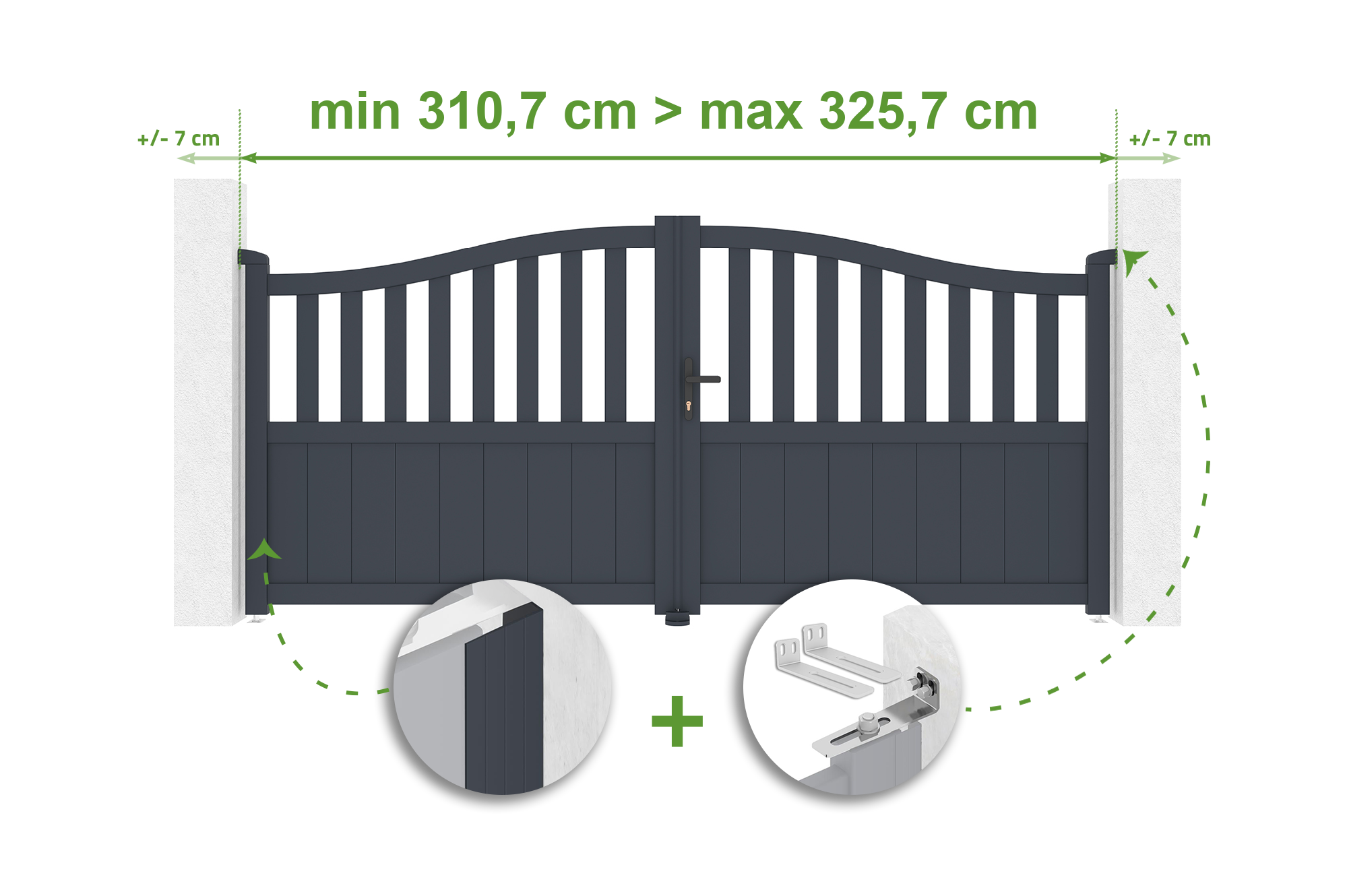 Brama skrzydłowa regulowana szerokość 3m MEIJE H.140cm szara aluminiowa