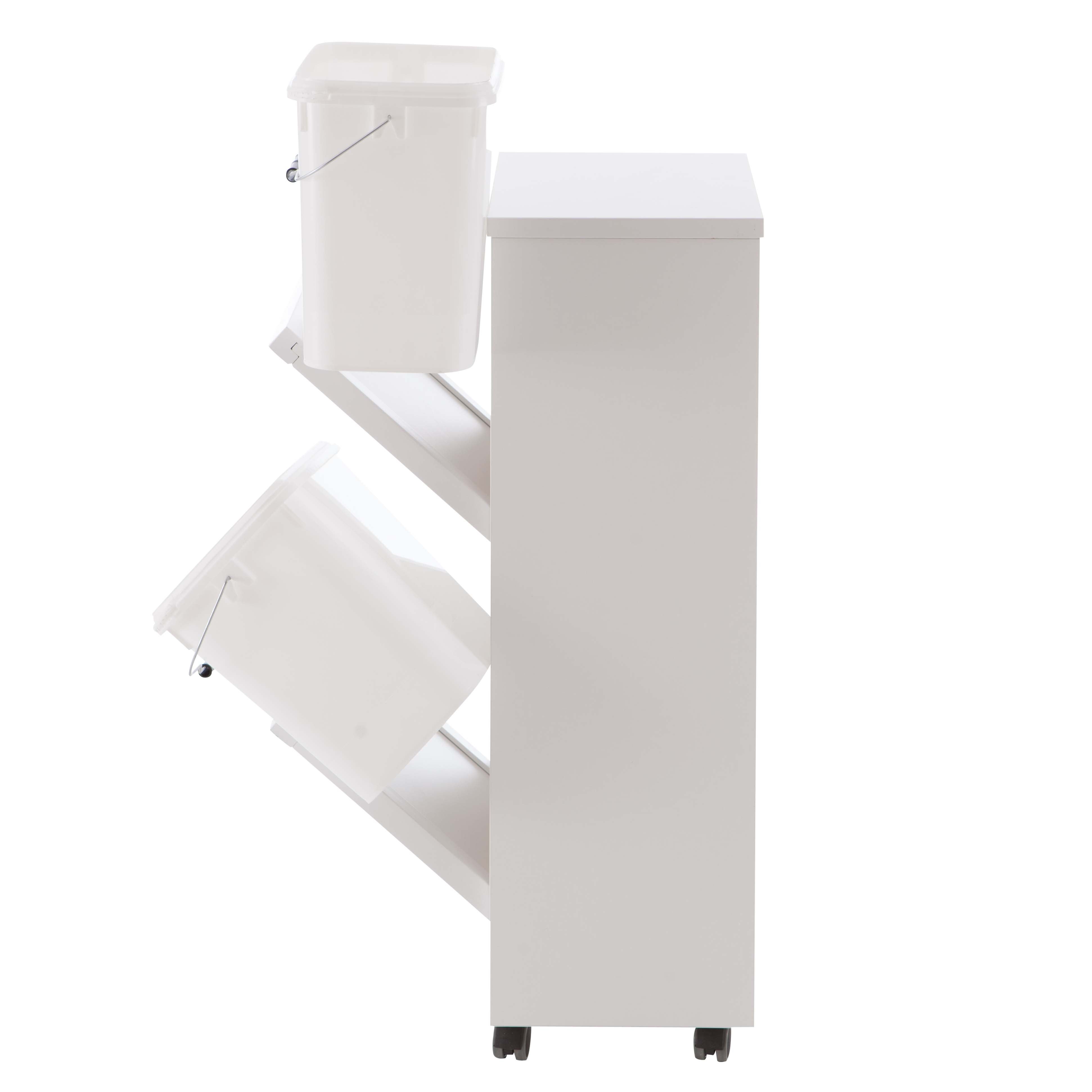 ARIT - Rangement Madeira 2, armoire de tri, 2 poubelles amovibles de 12 l - couleur blanche - 4