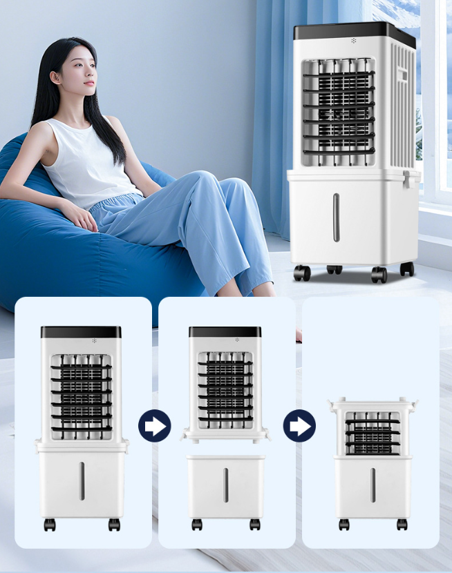 Refroidisseur d'air, climatiseur domestique, ventilateur, avec télécommande, 3 vitesses, minuterie, avec réservoir d'eau de 15 litres - 9