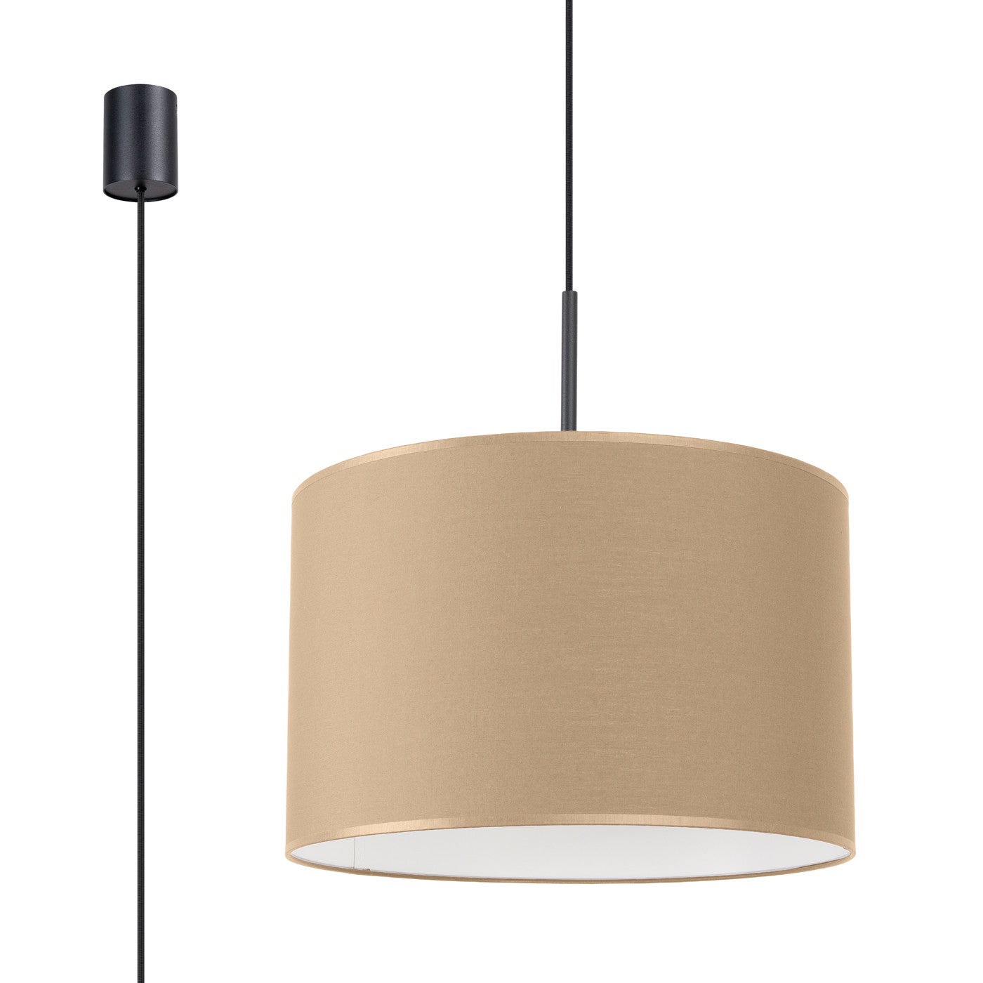Lampa sufitowa z abażurem NEVIA taupe-czarna 1xE27x40W tkanina wym:137x40x40cm IP20 Sollux Lighting