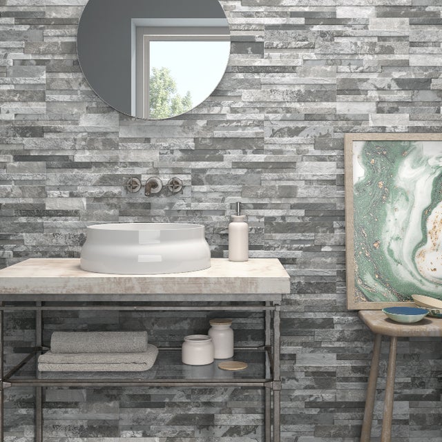 Carrelage effet parement Atlas gris 17x52 cm - Réflex Boutique