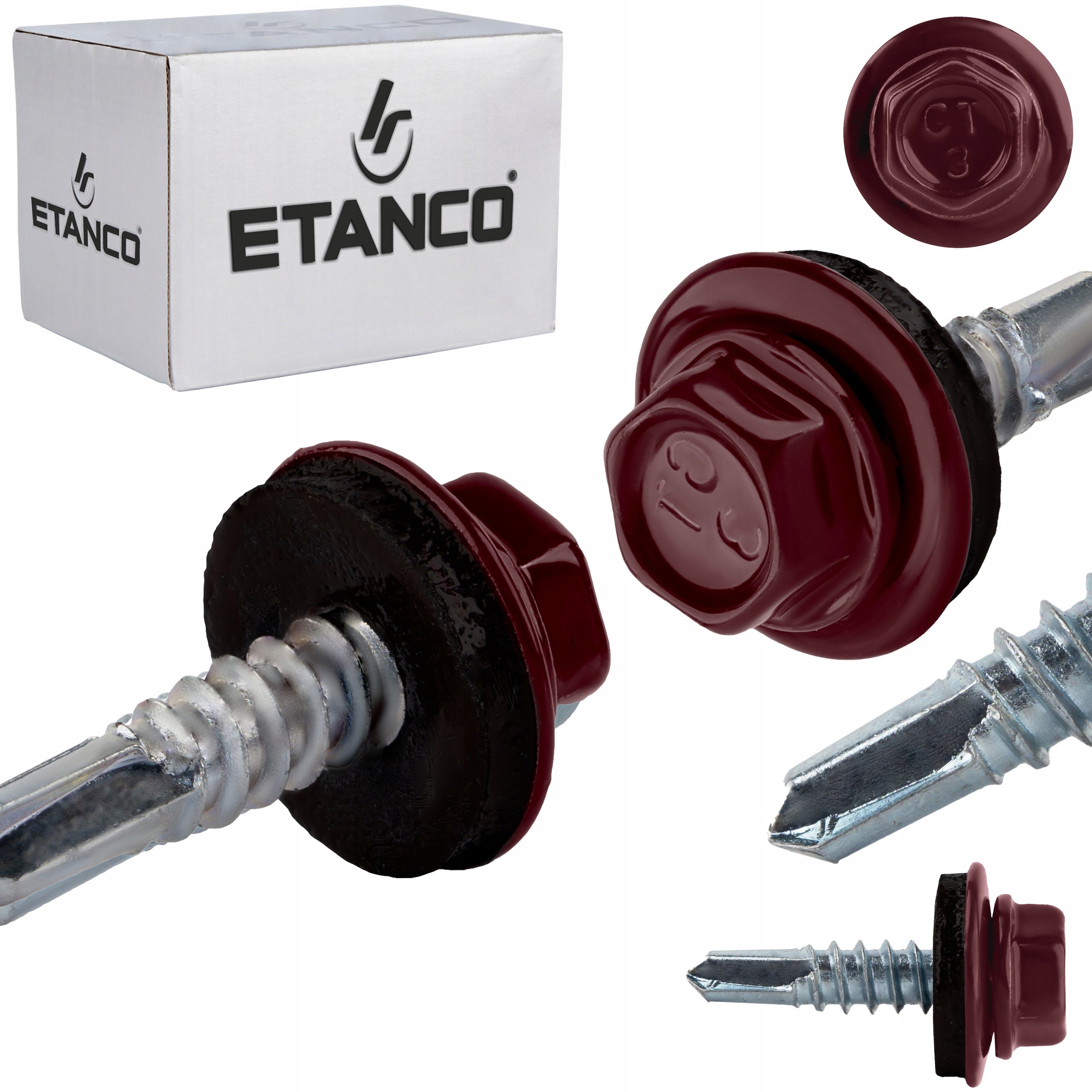 Wkręt samowiercący Etanco GT3 4,8x19 mm RAL 3005 250szt
