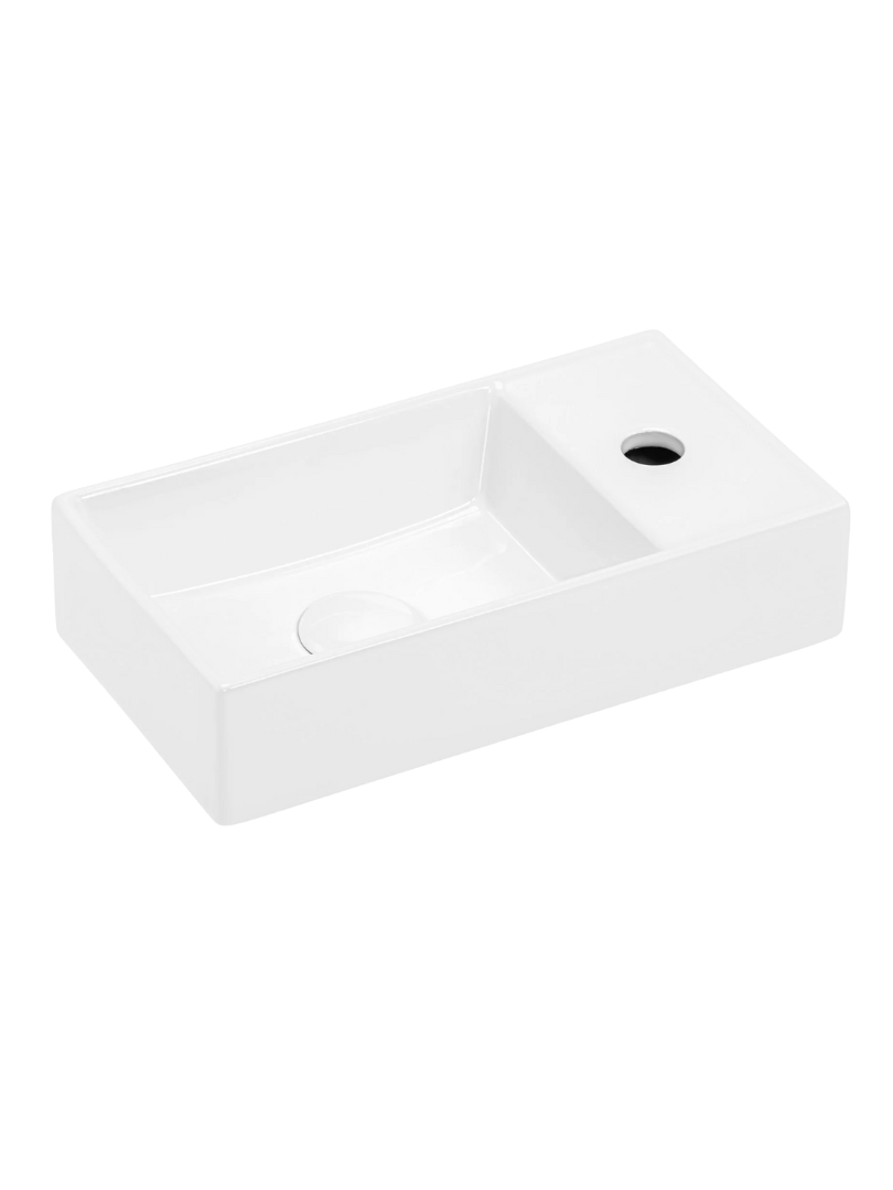 Umywalka nablatowa Uptrend FIKA biały połysk, z otworem na baterię, lewa-prawa 1 szt.