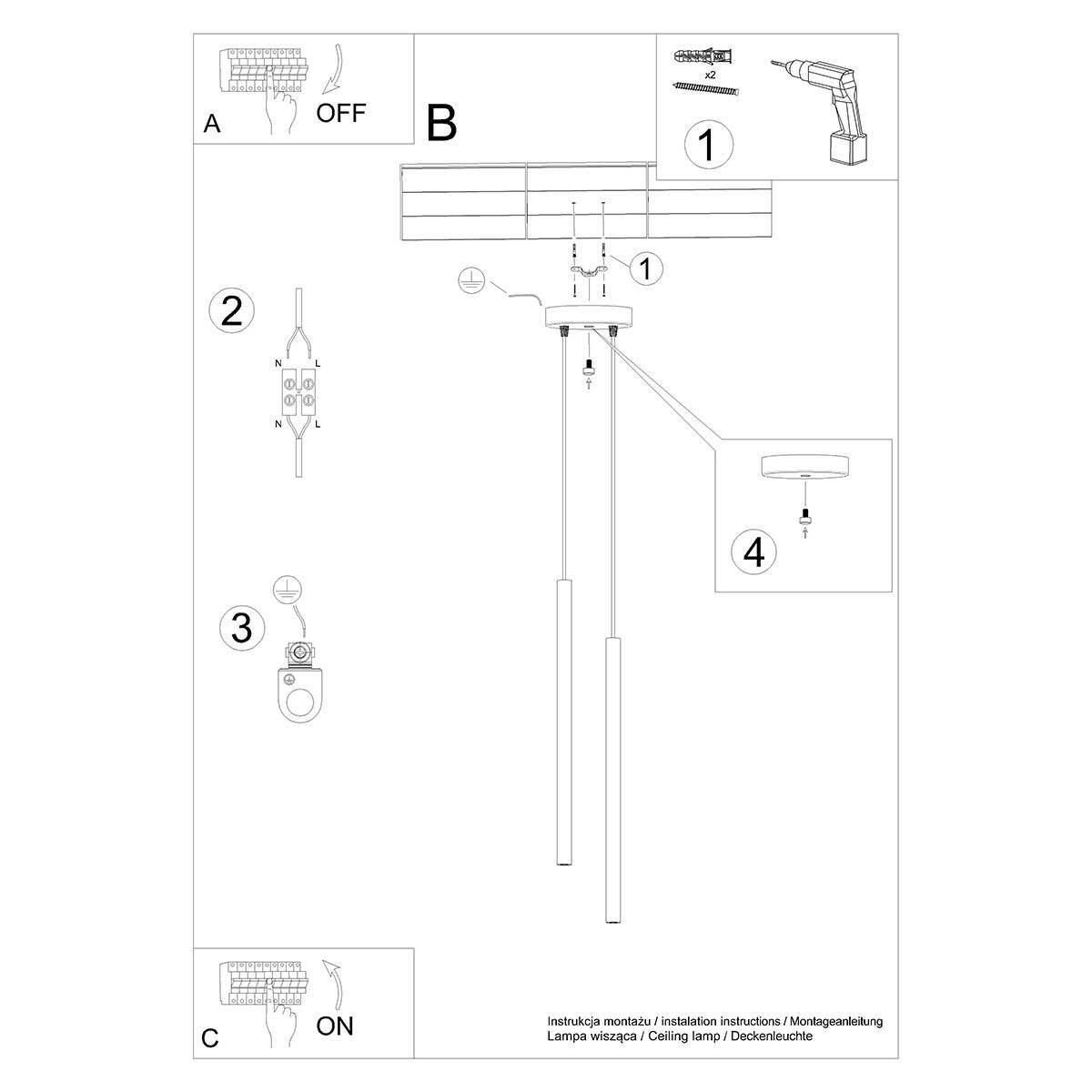 Lampa wisząca Pastelo biała 2xG9x8W podwójna tuby nad stół wym: 118 x 15 x 15 cm metal Sollux Lighting - 8