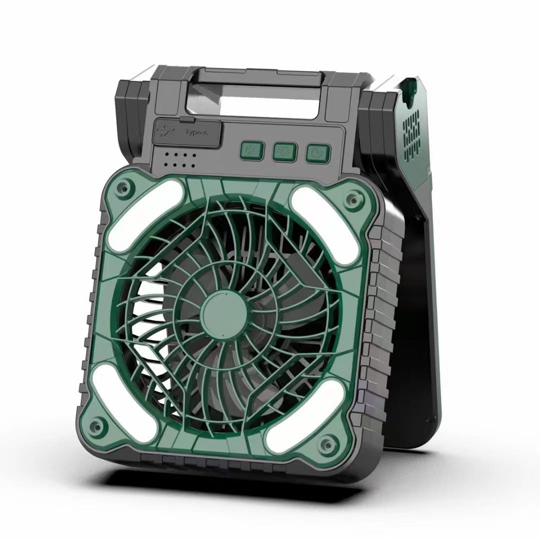 Wentylator Solarny, Wentylator Akumulatorowy 5200 mAh, Wentylator Podłogowy z LED, Timer, 4 Prędkości, Mocny Wentylator Kempingowy na Zewnątrz