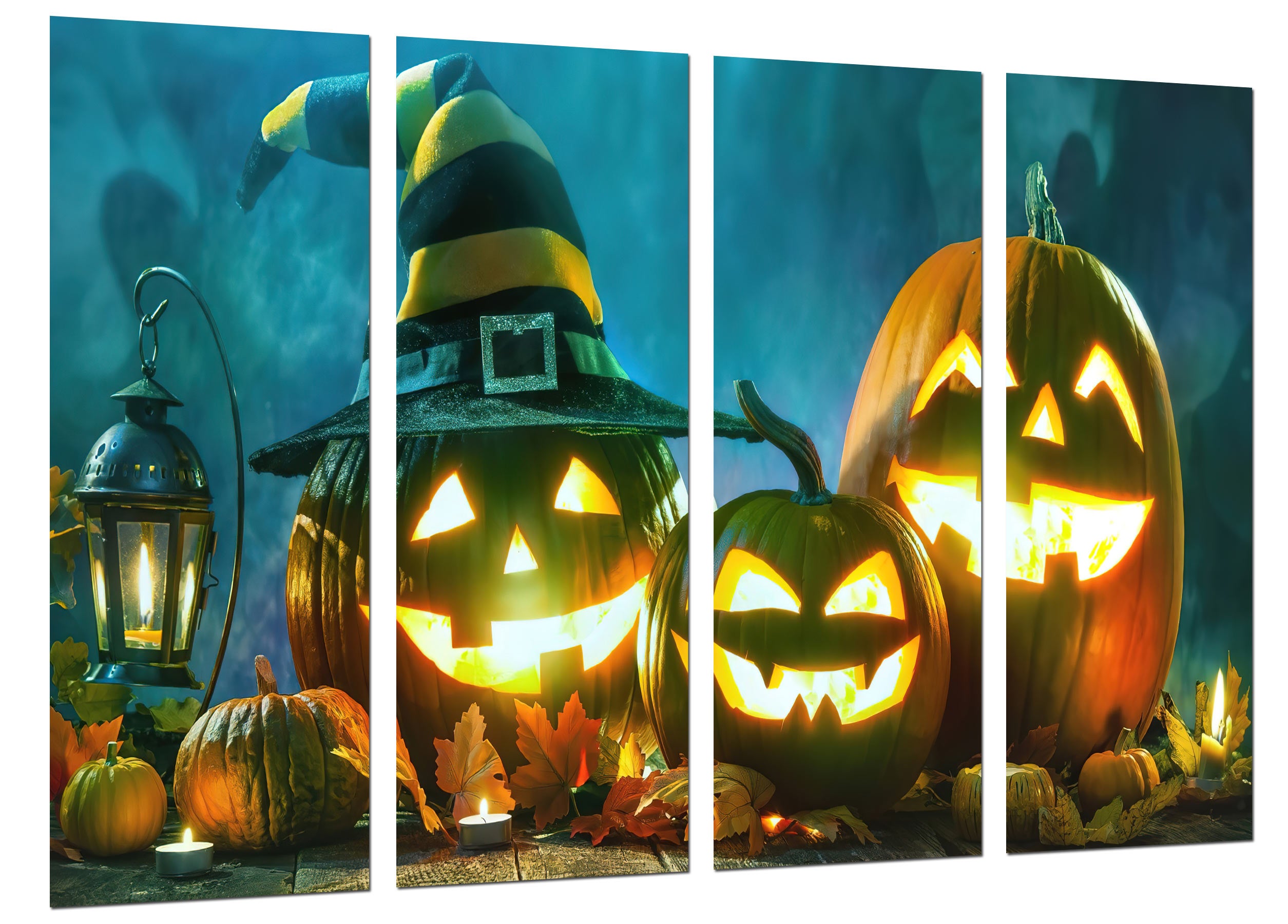 Poster Toile Halloween Citrouille - Décoration Murale Maison - Impression Couleurs