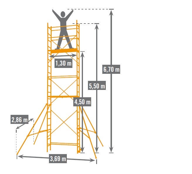 Echafaudage pour hauteur de travail 6m70 STEN XL 6.70M Centaure - 3