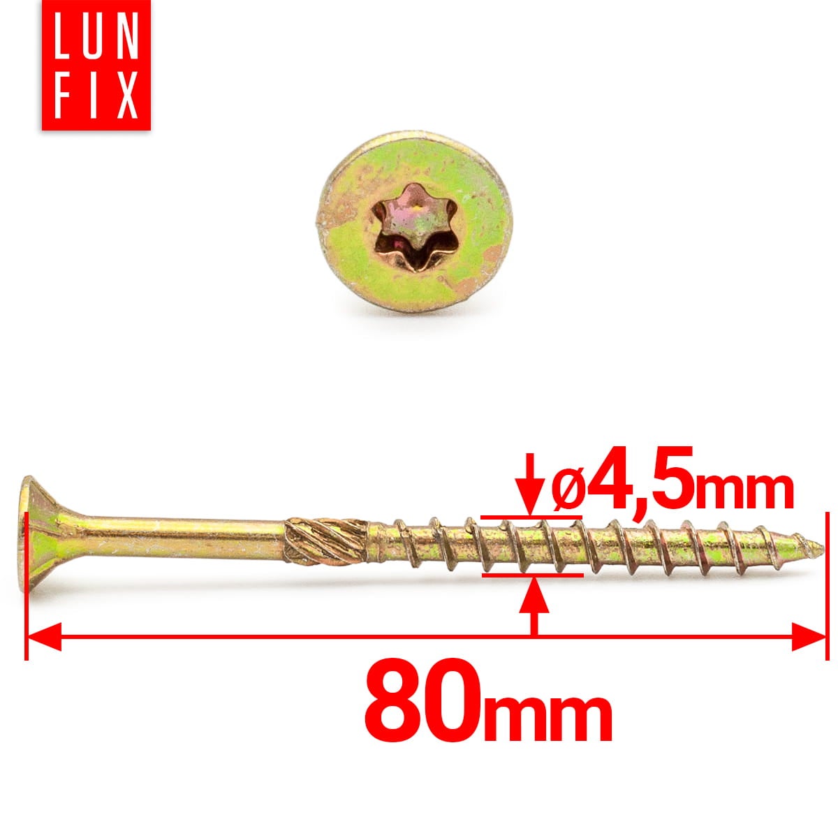 Wkręty ciesielskie z łbem stożkowym 45x80mm 200szt. - 2