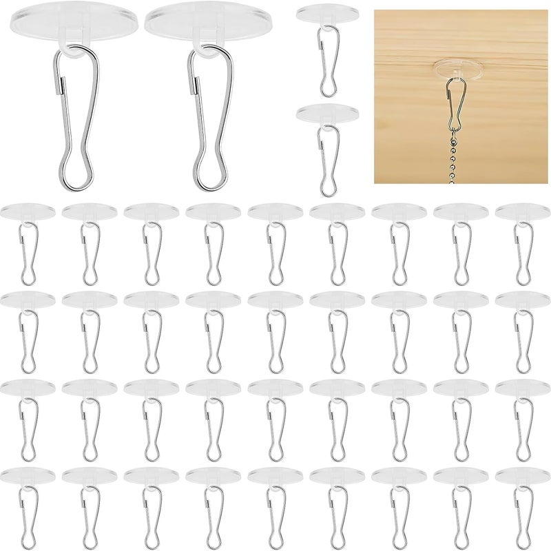 50 szt. przezroczystych samoprzylepnych haczyków sufitowych z 50 klipsami samoprzylepnymi –zawieszania moskitier i dekoracji, 2 x 2 cm