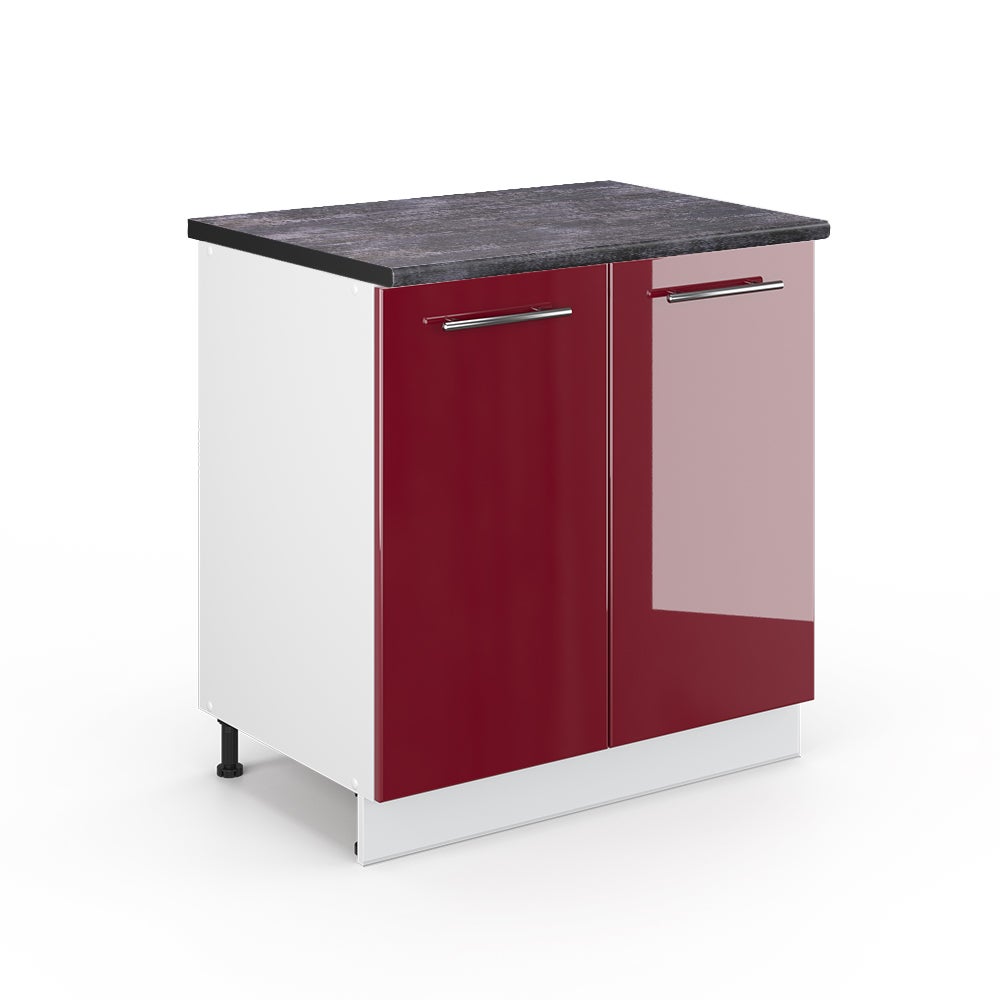 Vicco Szafka pod zlew Fame-Line, Bordowa Czerwień wysoki połysk, 80 cm z półką, BP Antracyt