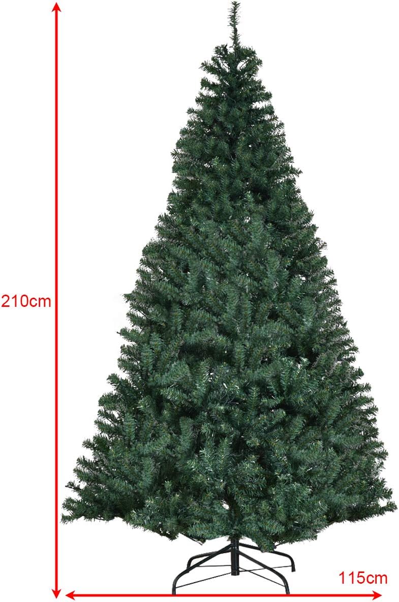 210 CM Sapin de Noël Artificiel Lumineux 500 LED Multicolore, 11 Modes d'Eclairage, 1570 Branches en PVC Ignifugé, Pied en Métal, Décoration Noël - 2