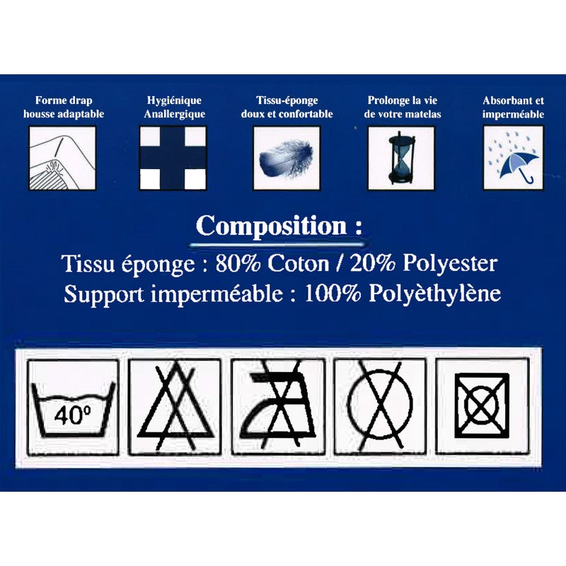 Lot de 2 Protèges matelas imperméable, absorbant et anti-acariens 140 x 190 cm - 3