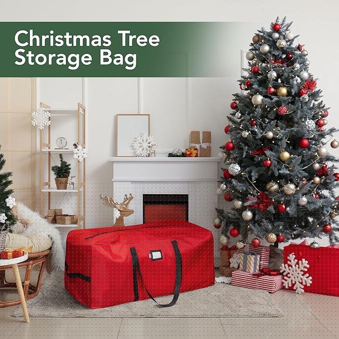 Sac de Rangement pour Sapin de Noël 122x38x51cm, Sac de Stockage Étanche et Anti-Poussière pour Arbre Artificiel, Guirlandes, avec Poignées - 6
