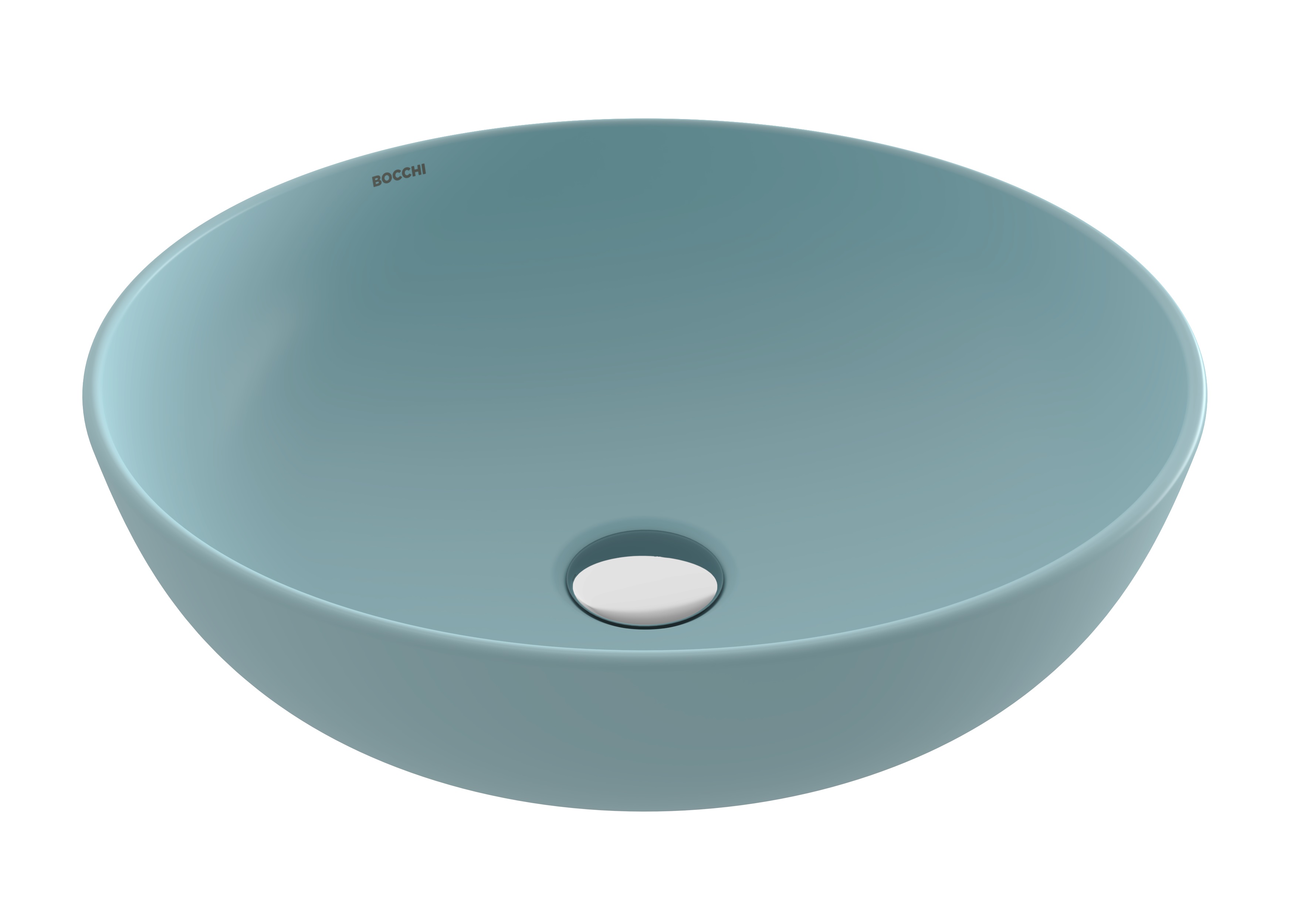 BOCCHI SOTTILE SLIM LINE Umywalka nablatowa okrągła 38cm Ice blue