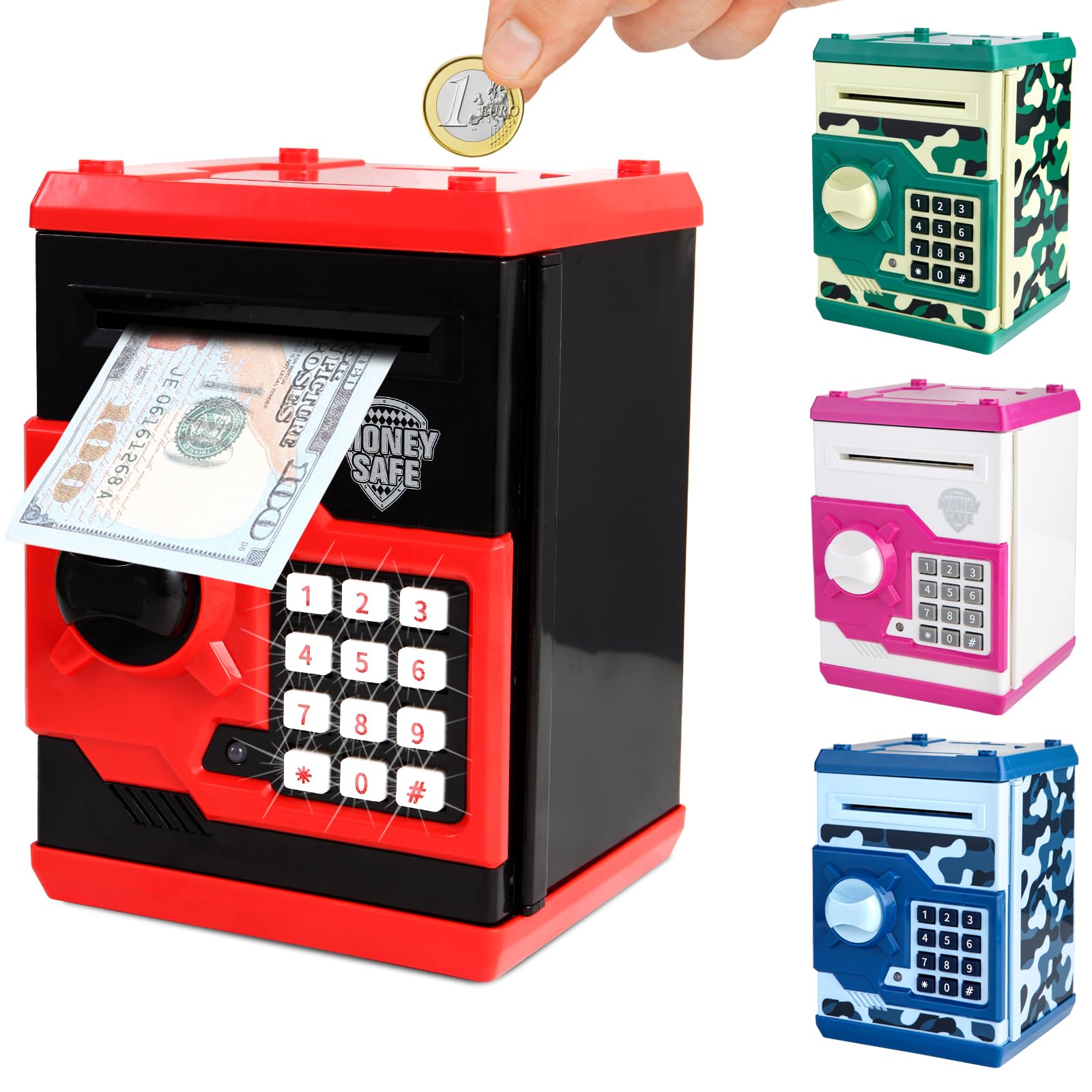 Salvadanaio per bambini con lucchetto a combinazione, salvadanaio per contanti e monete (2 rosa) | Leroy Merlin Salvadanaio per bambini con lucchetto a combinazione, salvadanaio per contanti e monete (2 rosa) | Leroy Merlin