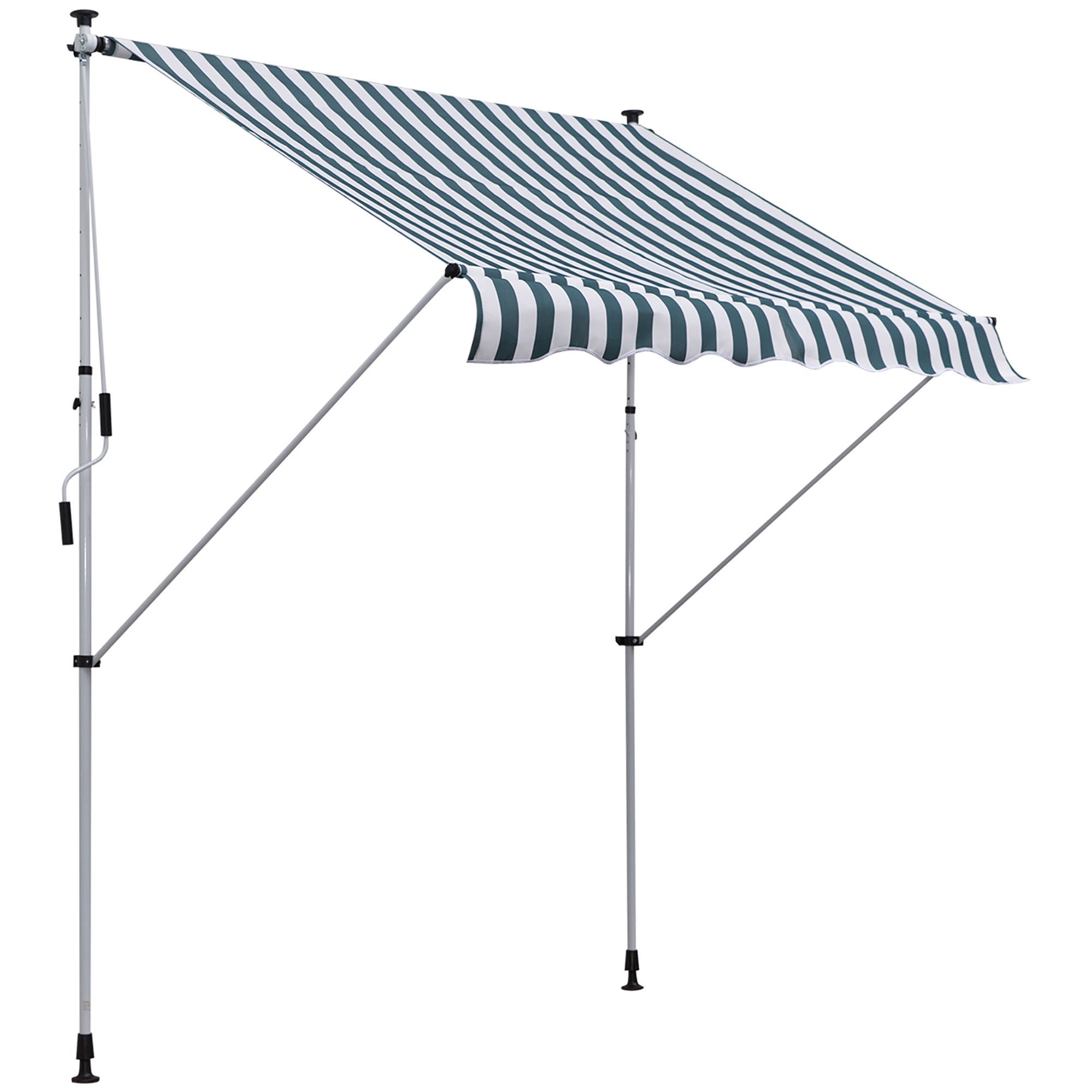 Toldo manual retráctil outsunny poliéster, aluminio verde y blanco 200x150x280 cm