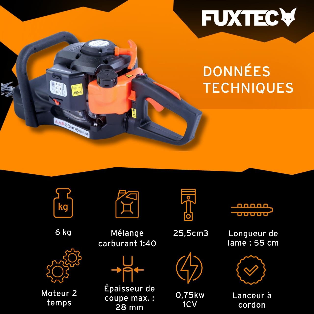 Taille-haies thermique - FUXTEC FX-MH126 - 25,5cm3 lame 55cm - 3