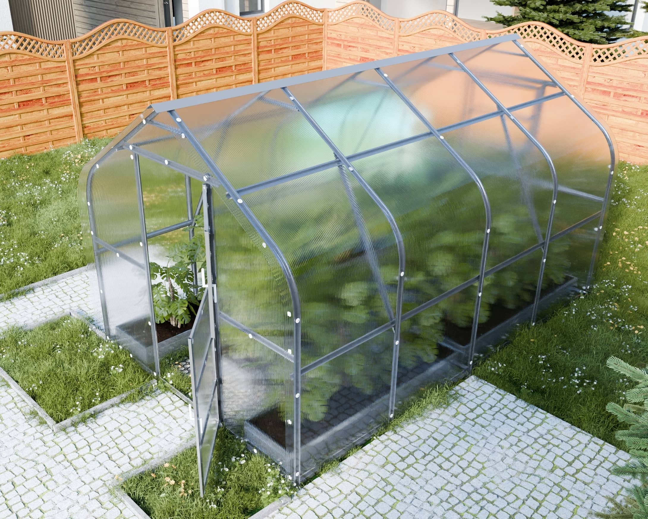 Serre de jardin KLASIKA*DROP 10m2, 2,5m x 4m, 4 mm avec revêtement en polycarbonate - 2