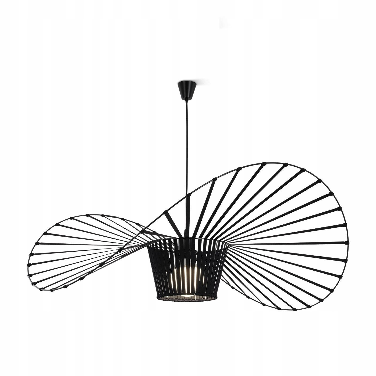 ZMH Suspension Lustre moderne noire E27 de diamètre 120 cm en polycarbonate de type chapeau puissance maximale 40 watts adaptée au salon - 4