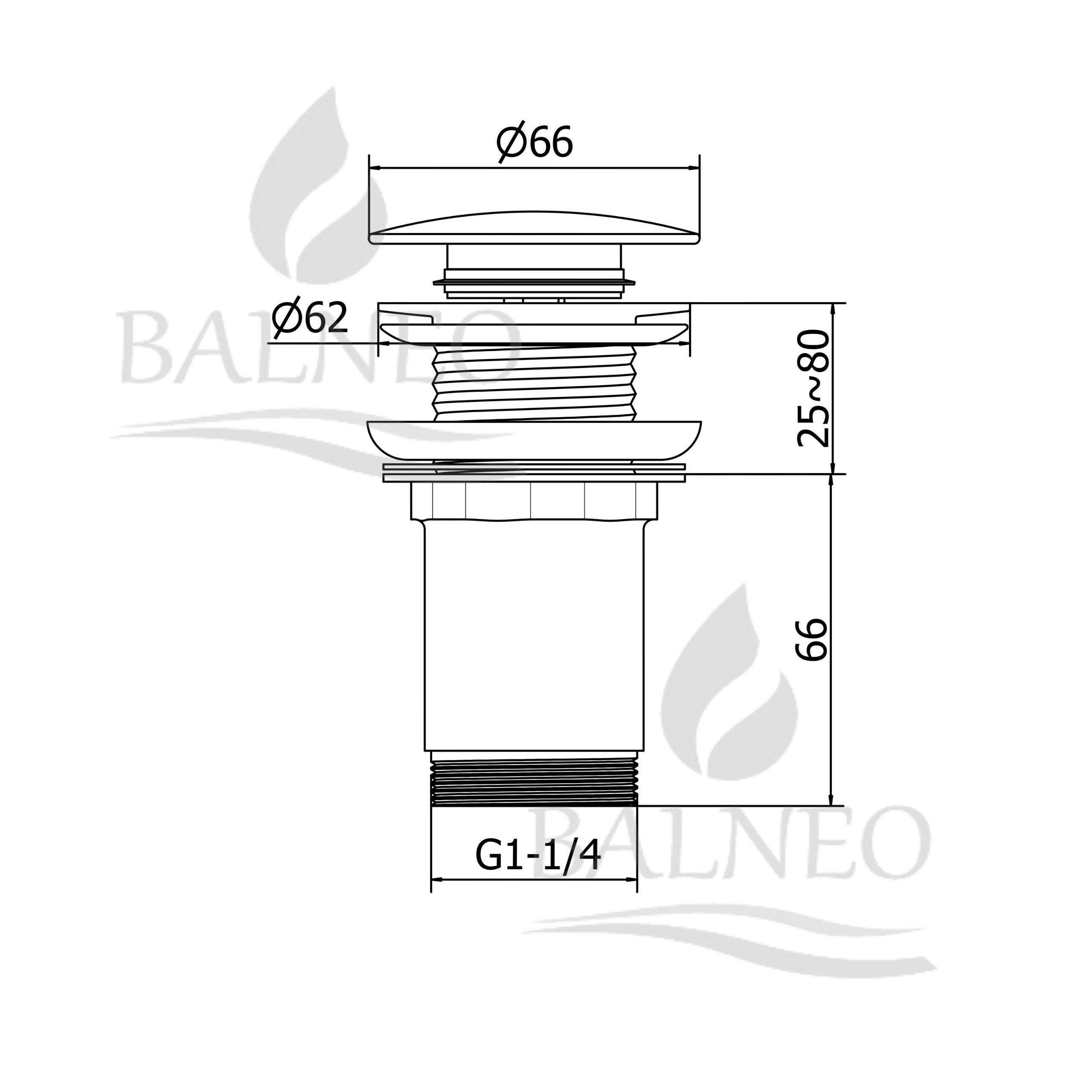 Balneo Bonde clic-clac sans trop-plein, pour lavabo, finition gold, laiton - 7