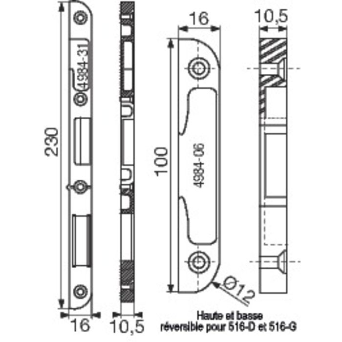 Gâche à larder droite - Série 10500 - Vendu par 3 - Vachette - 2