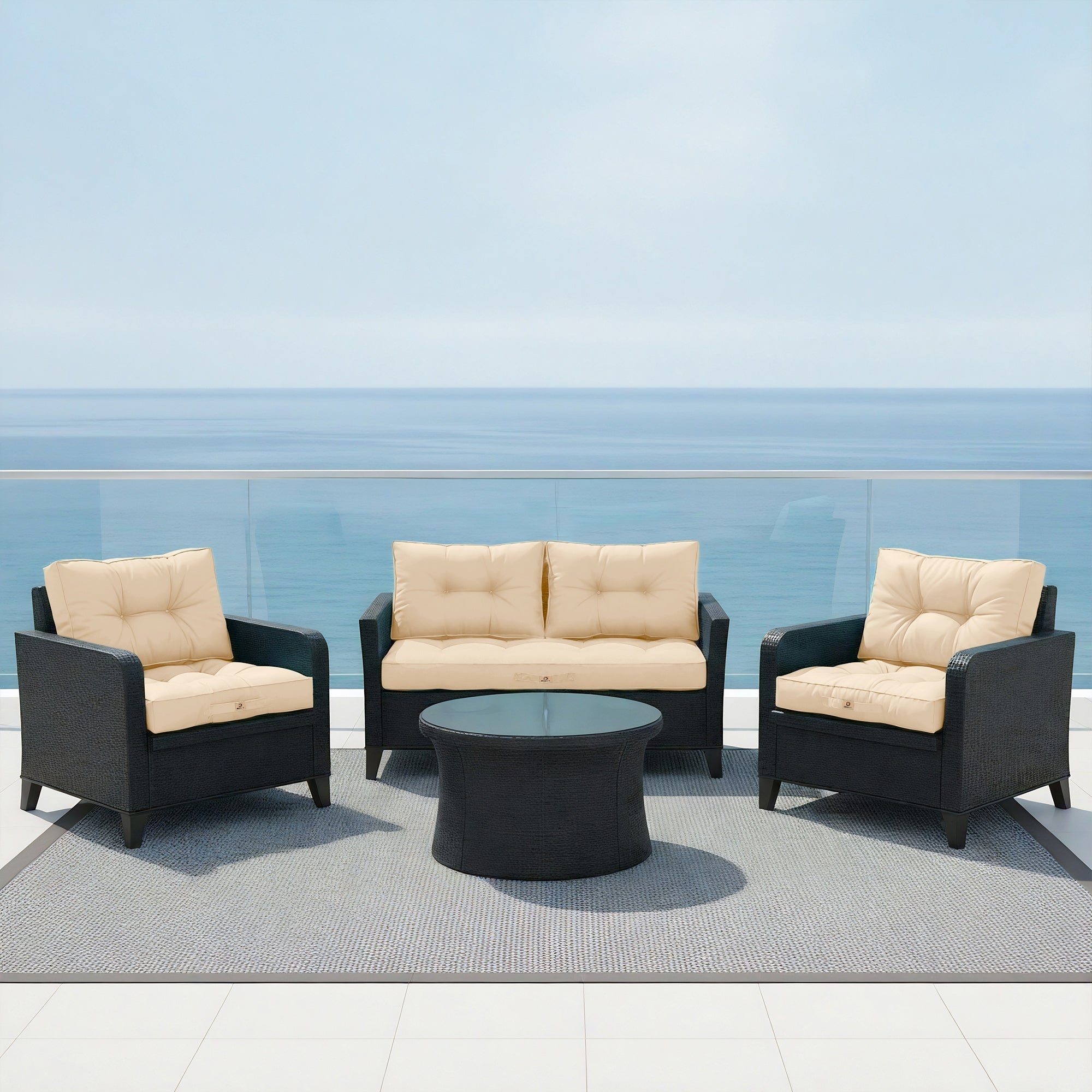 Coussins pour salon de jardin capitonné 60x60cm Beige - 6