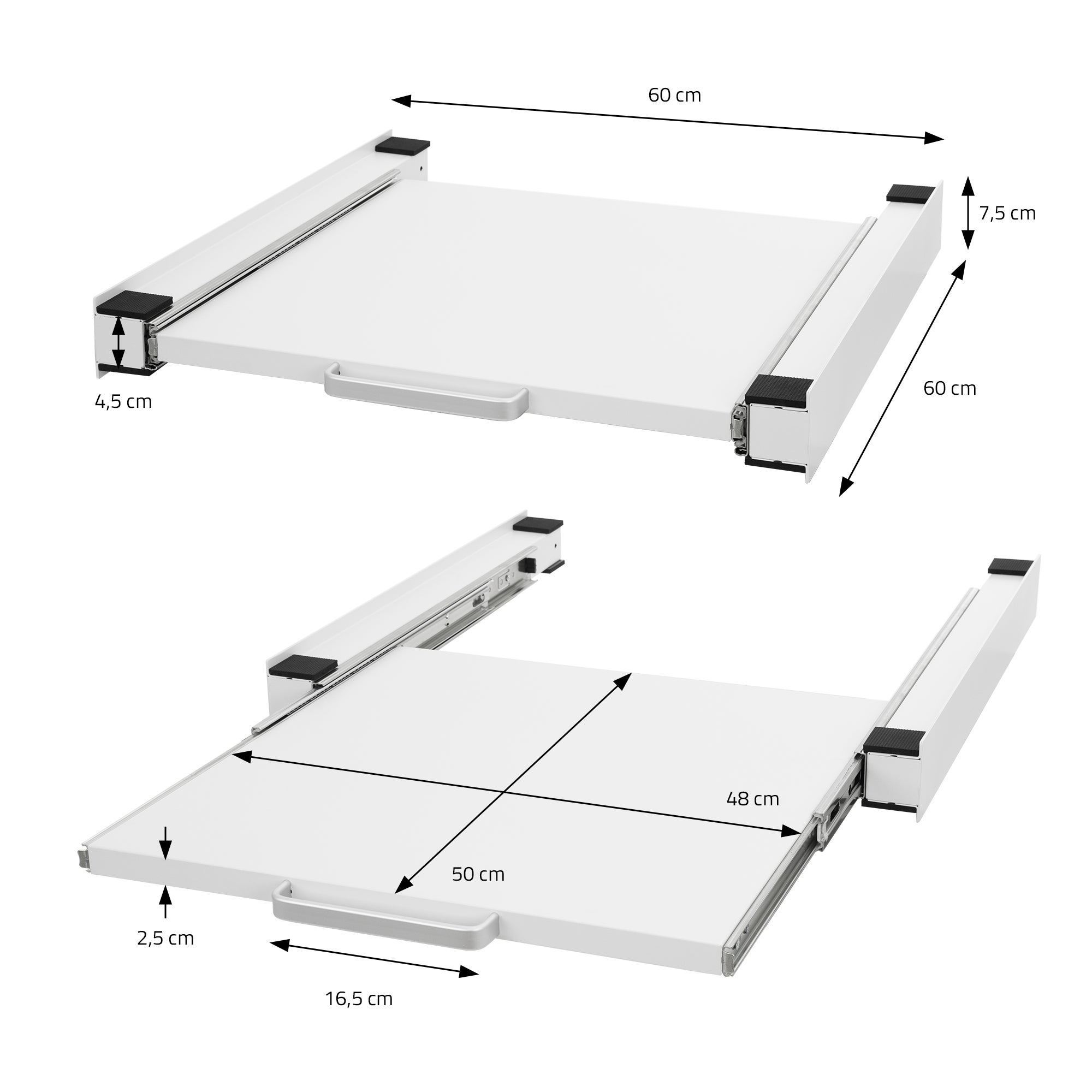 Estante extraíble intermedio entre lavadora y secadora blanco 60 x 60 cm con asa - 5