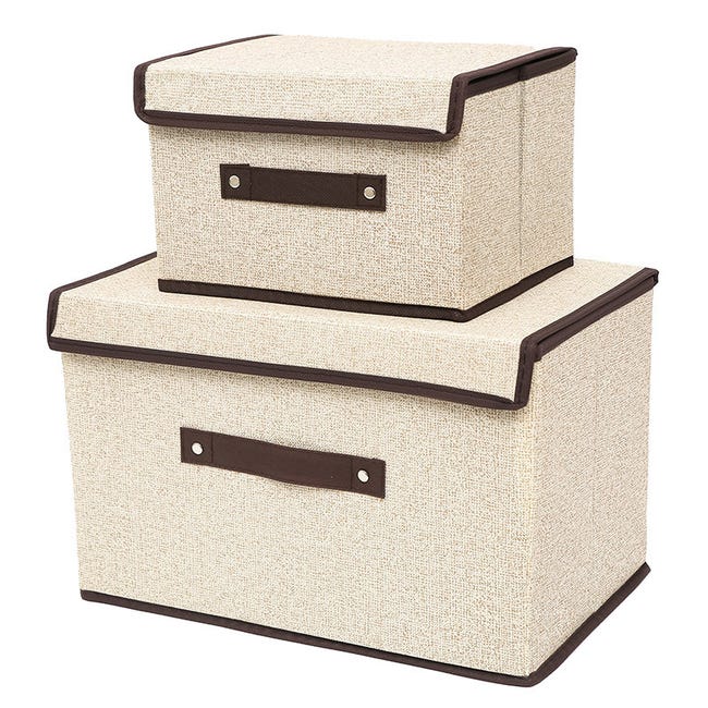 Boîte De Rangement Avec Couvercle Tissu, Caisse De Rangement Pliable Pour Etagere Armoire Vetemente Jouet Bureau Lot De 3 Beige 74927470 Boîte De Rangement Avec Couvercle Tissu, Caisse De Rangement Pliable Pour Etagere Armoire Vetemente Jouet Bureau Lot De 3 Beige 74927470