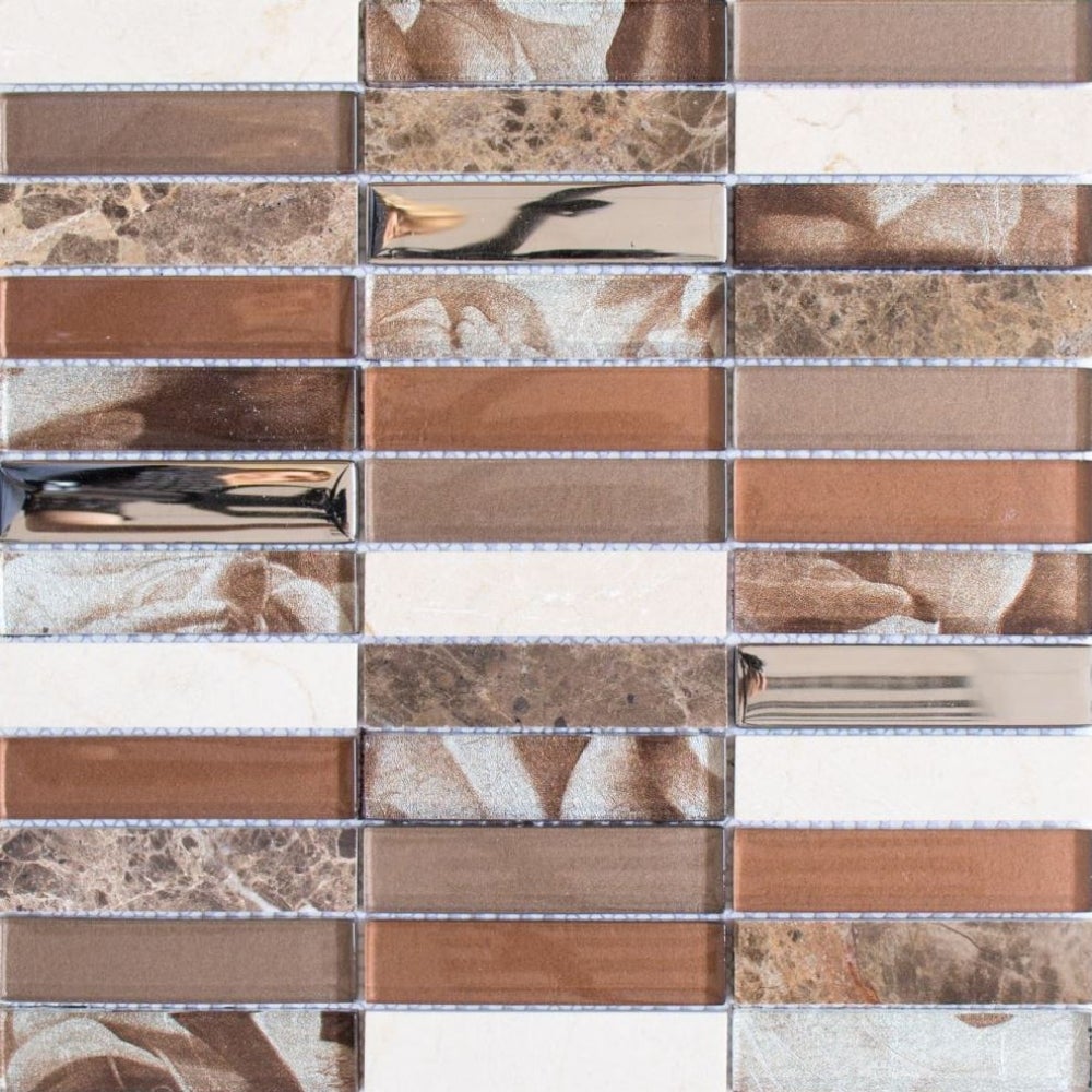 Mosaïque Ronde Mixte En Verre - Tapis 297x308mm - Pour Cuisine, Salle De Bain, Douche - Noir Mat