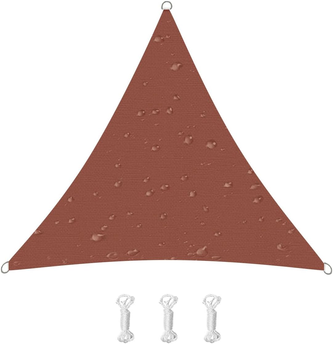Trójkątny żagiel przeciwsłoneczny, ochrona UV, tkanina Oxford, na patio, balkon i do ogrodu (2,4 x 2,4 x 2,4 m, rdzawoczerwony)